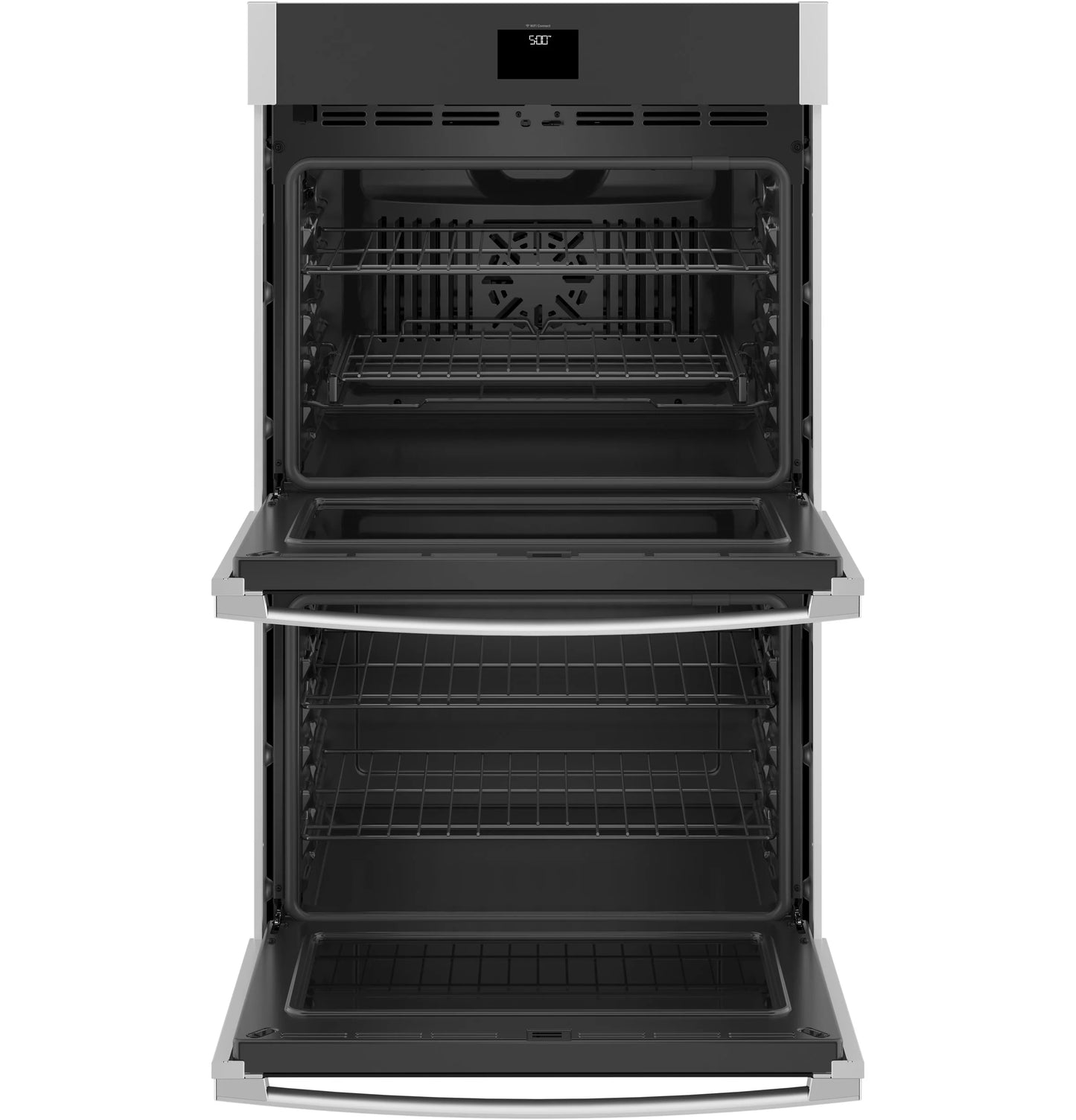 Open box GE 36-in Electric Cooktop and 30-in Smart Convection Double Wall Oven paired with 1.7 Cu Ft Over-the-Range Microwave Suite in Stainless Steel