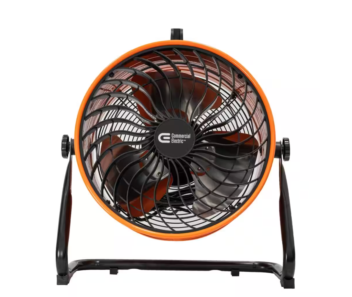 Commercial Electric 16 in. 3-Speed Drum Floor Fan in Orange High Velocity Turbo