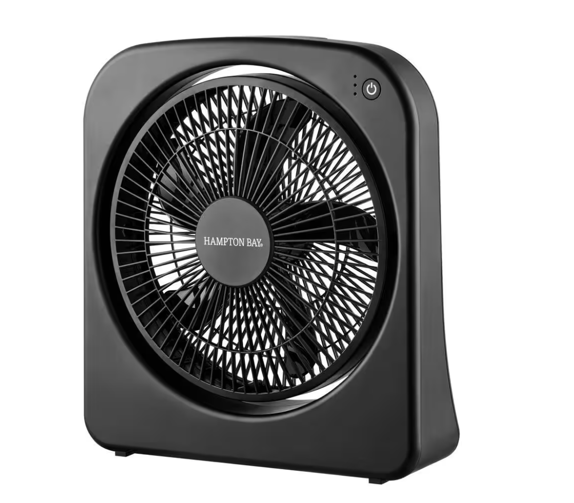 Hampton Bay 9 in. 3 Speed Dual Power Personal Indoor/Outdoor Desk Fan in Black