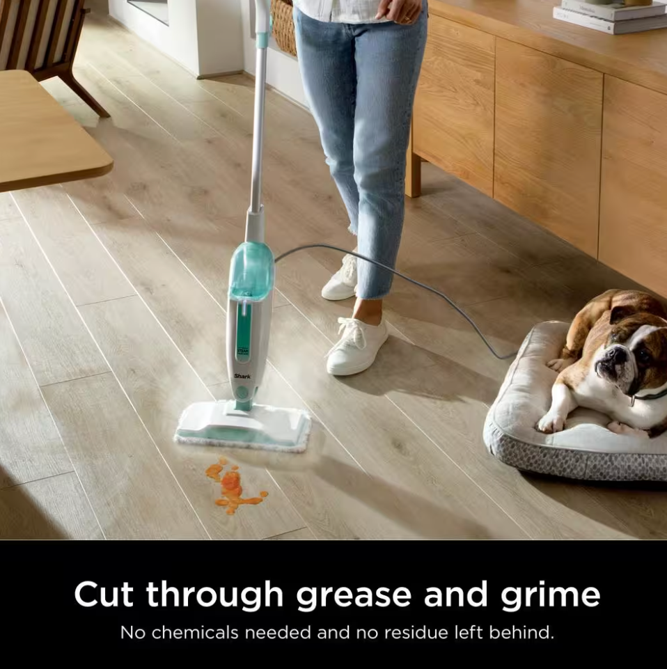 Shark Corded Steam Mop for Hard Floor Surfaces, Tile, Stone, Laminate in Blue with XL Removable Water Tank