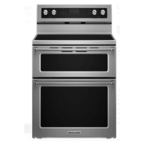 KitchenAid KFED500ESS 30 Inch Freestanding Electric Range with 5 Radiant Elements, Double Oven, 6.7 Cu. Ft. Total Oven Capacity, Ceramic Glass Cooktop, Self Clean, Even-Heat™ True Convection, EasyConvect™ Conversion, Stainless Steel