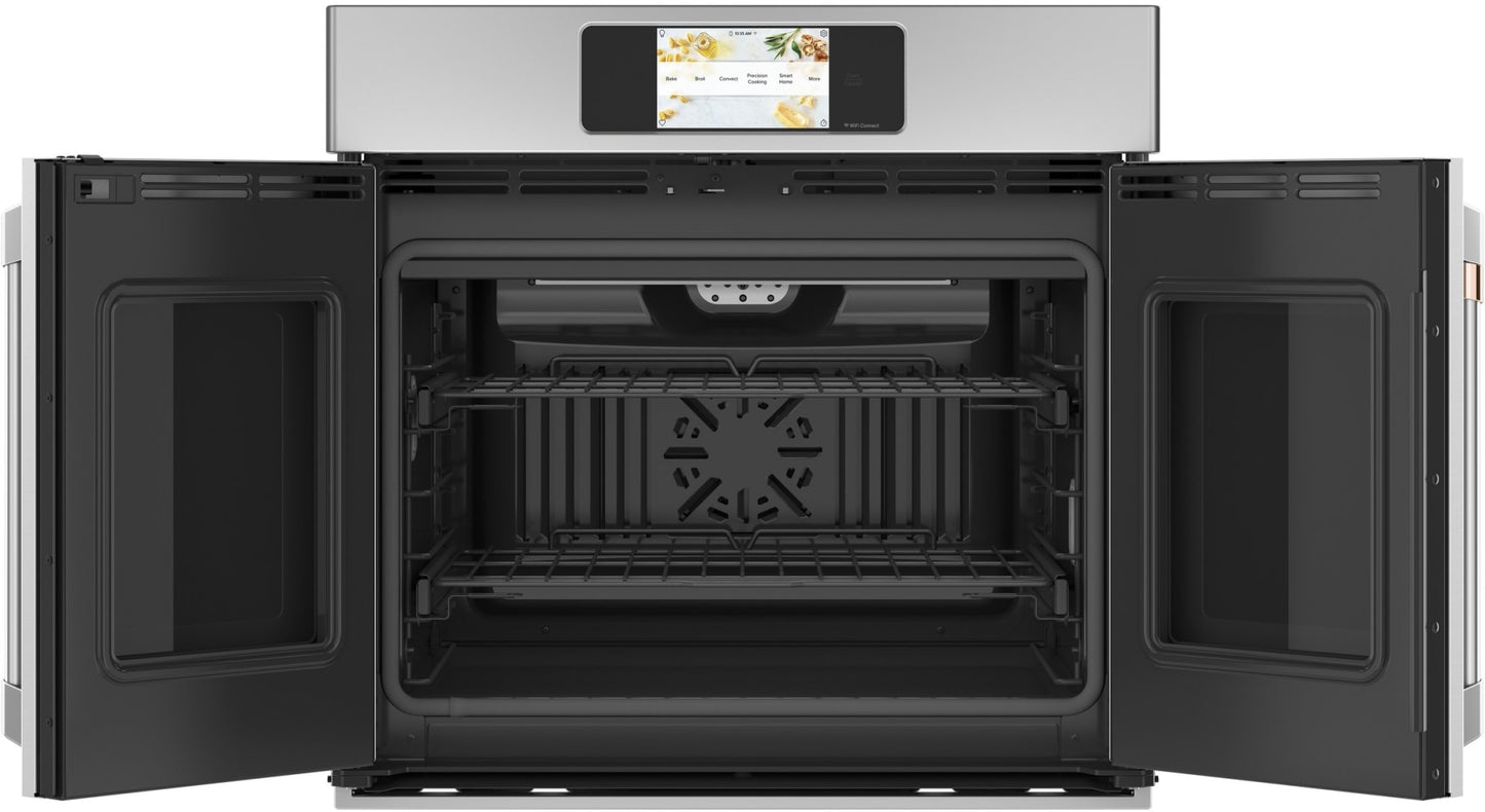 Cafe CTS90FP2NS1 30 Inch Single Convection Smart Electric Wall Oven with 5 Cu. Ft. Oven Capacity, True European Convection Oven, Self-Clean, Steam Clean Option, No-Preheat Air Frying, Warming, Proof, Sabbath Mode, and UL Listed: Stainless Steel