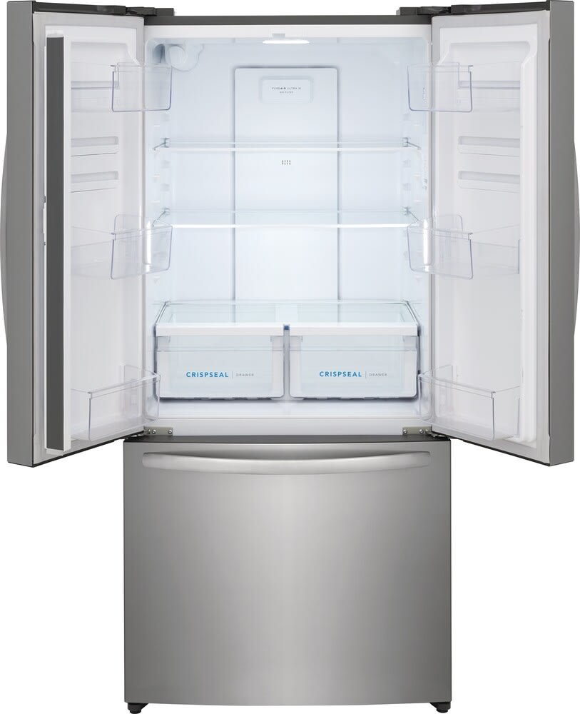 Frigidaire 31.5 in. 17.6 cu. ft. Counter Depth French Door Refrigerator, brushed steel Model # FRFG1723AV